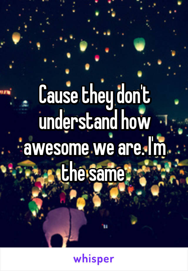 Cause they don't understand how awesome we are. I'm the same 