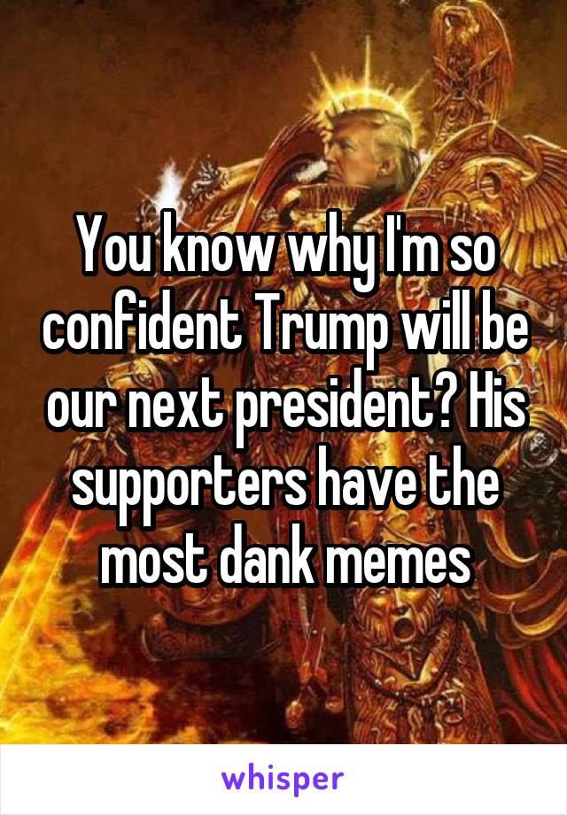 You know why I'm so confident Trump will be our next president? His supporters have the most dank memes