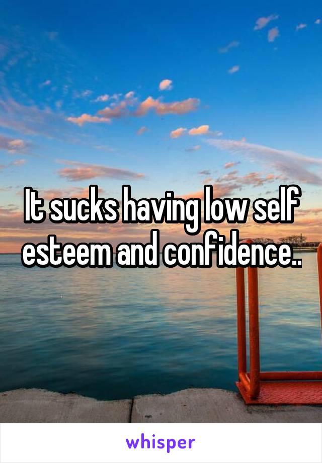 It sucks having low self esteem and confidence..