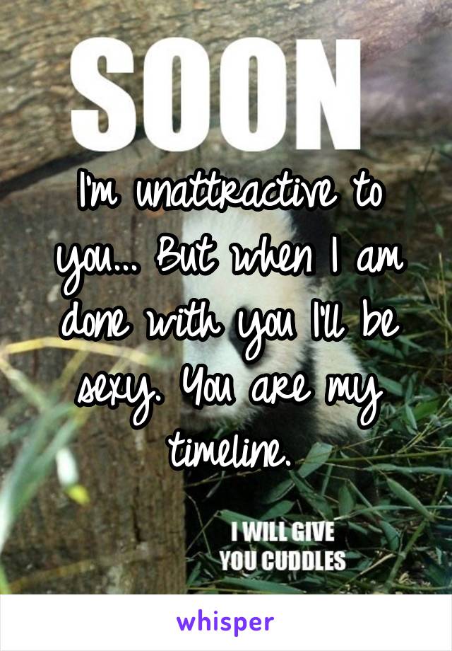 I'm unattractive to you... But when I am done with you I'll be sexy. You are my timeline.