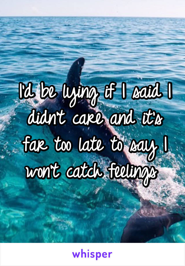 I'd be lying if I said I didn't care and it's far too late to say I won't catch feelings 