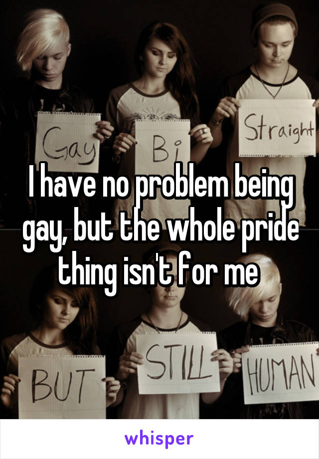 I have no problem being gay, but the whole pride thing isn't for me 