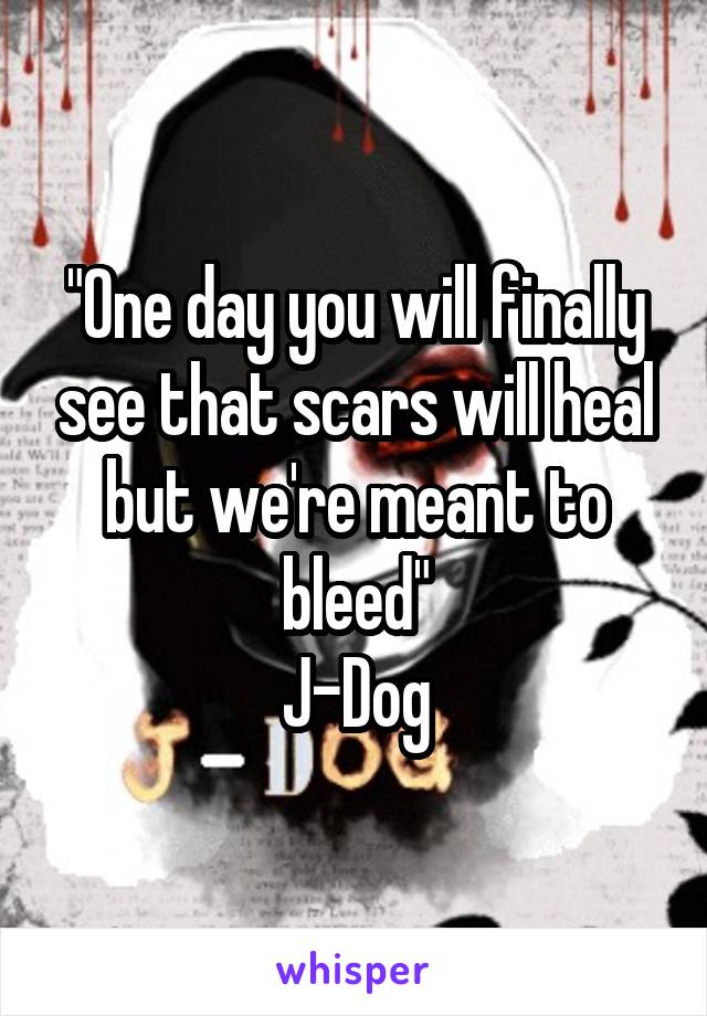 "One day you will finally see that scars will heal but we're meant to bleed"
J-Dog