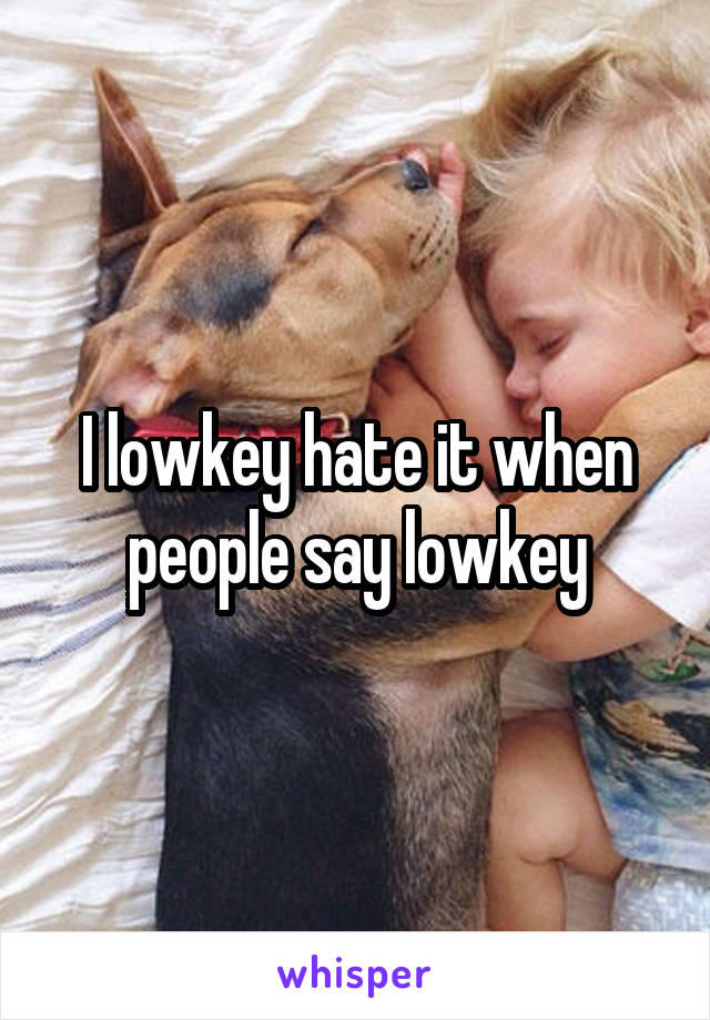 I lowkey hate it when people say lowkey