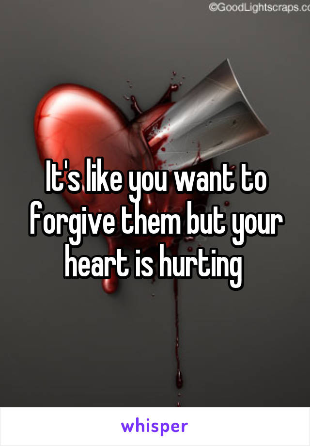 It's like you want to forgive them but your heart is hurting 