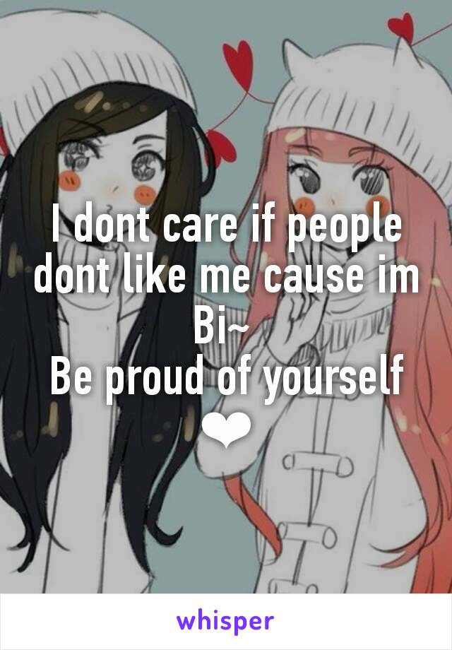 I dont care if people dont like me cause im Bi~ 
Be proud of yourself ❤