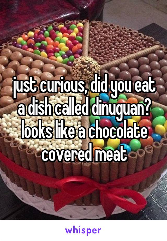 just curious, did you eat a dish called dinuguan? looks like a chocolate covered meat