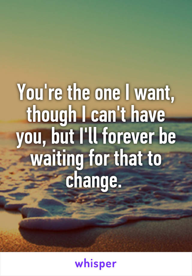 You're the one I want, though I can't have you, but I'll forever be waiting for that to change. 