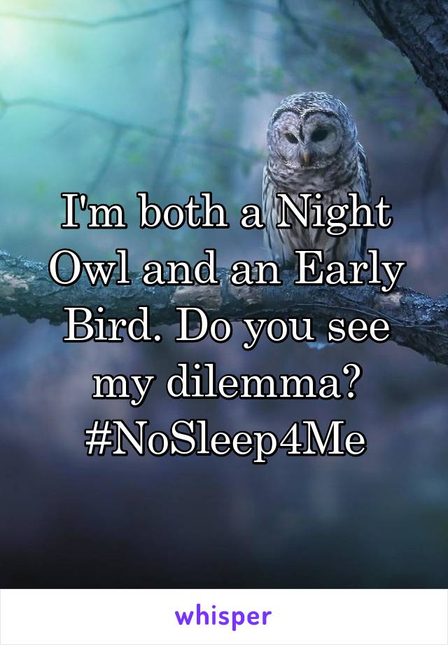 I'm both a Night Owl and an Early Bird. Do you see my dilemma? #NoSleep4Me