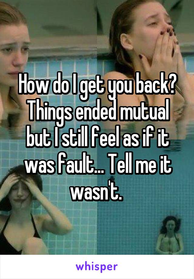 How do I get you back? Things ended mutual but I still feel as if it was fault... Tell me it wasn't. 