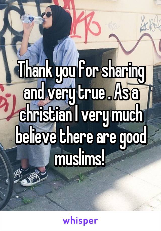 Thank you for sharing and very true . As a christian I very much believe there are good muslims! 