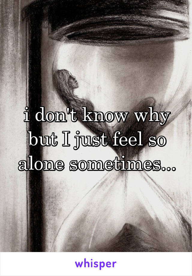 i don't know why but I just feel so alone sometimes...