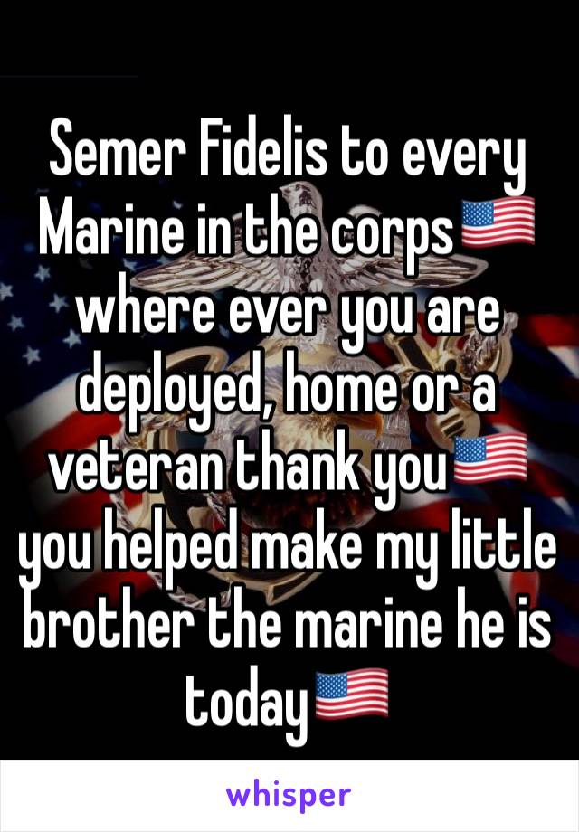 Semer Fidelis to every Marine in the corps🇺🇸 where ever you are deployed, home or a veteran thank you🇺🇸 you helped make my little brother the marine he is today🇺🇸