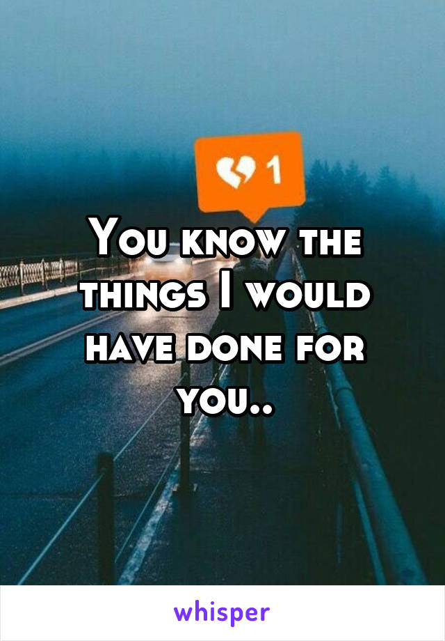 You know the things I would have done for you..