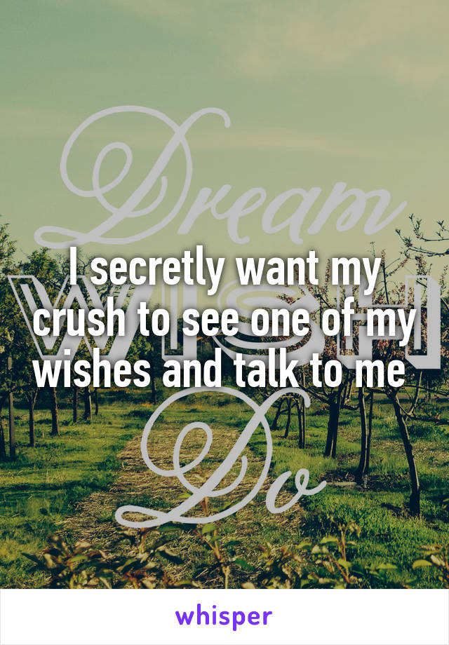 I secretly want my crush to see one of my wishes and talk to me 