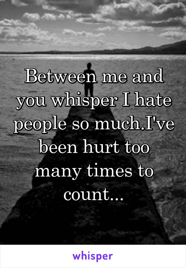 Between me and you whisper I hate people so much.I've been hurt too many times to count...