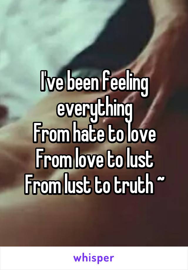 I've been feeling everything
From hate to love
From love to lust
From lust to truth ~