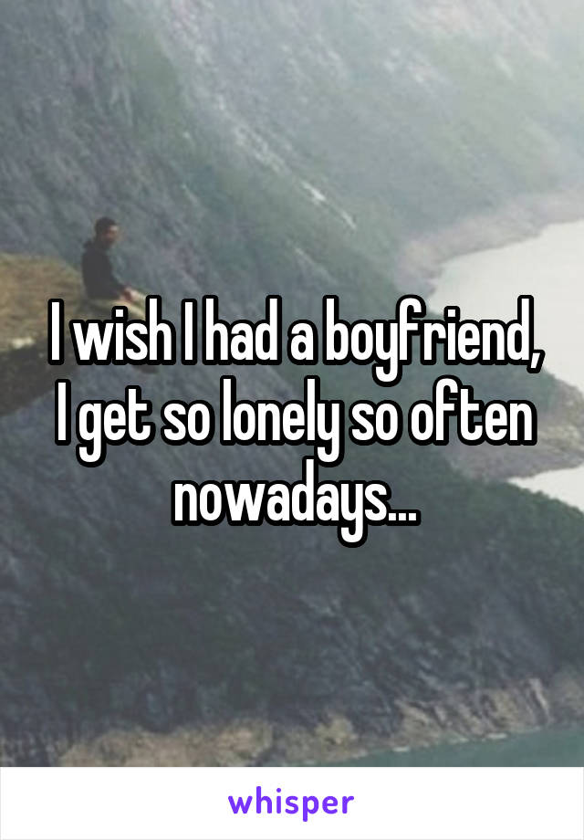 I wish I had a boyfriend, I get so lonely so often nowadays...