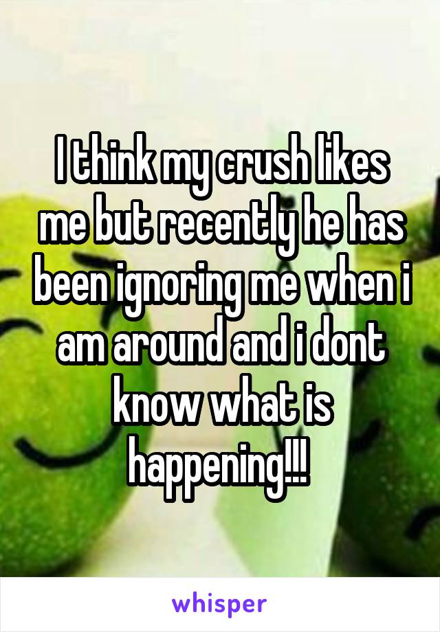 I think my crush likes me but recently he has been ignoring me when i am around and i dont know what is happening!!! 