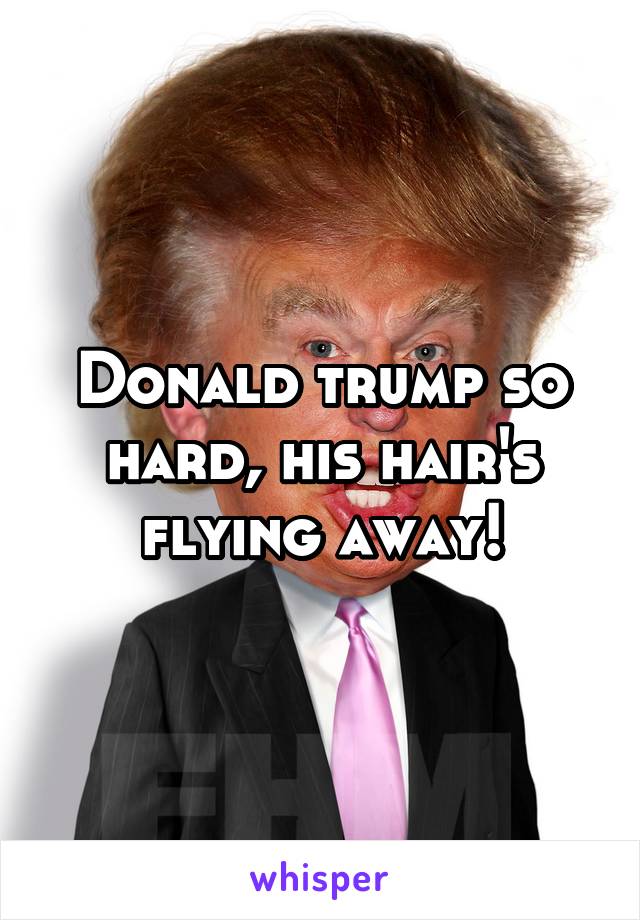 Donald trump so hard, his hair's flying away!