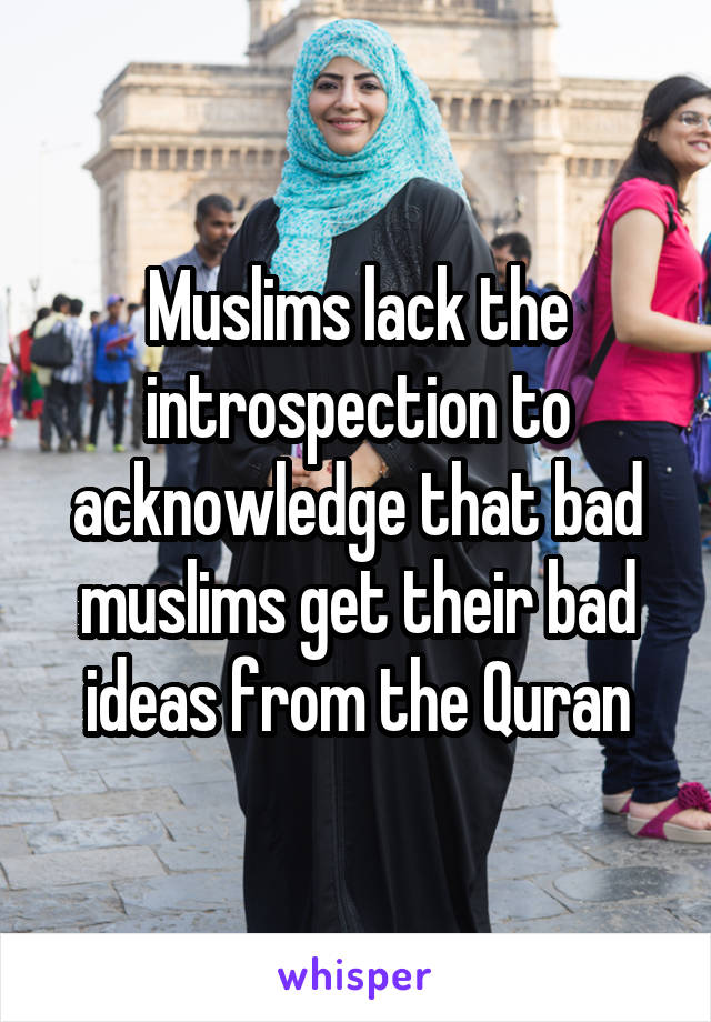 Muslims lack the introspection to acknowledge that bad muslims get their bad ideas from the Quran