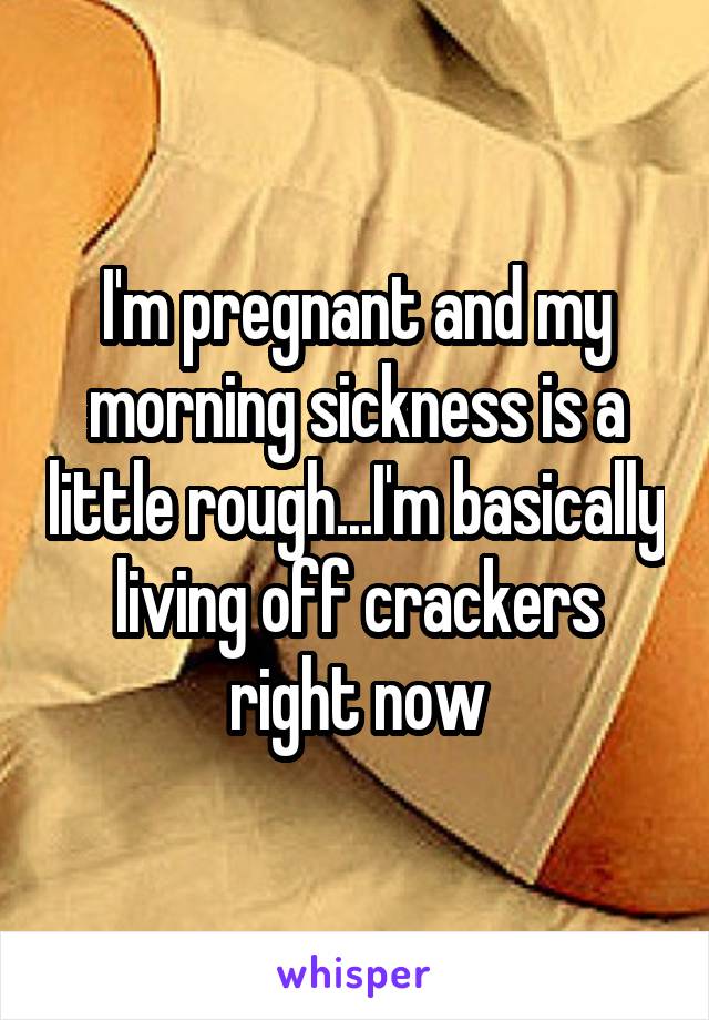 I'm pregnant and my morning sickness is a little rough...I'm basically living off crackers right now