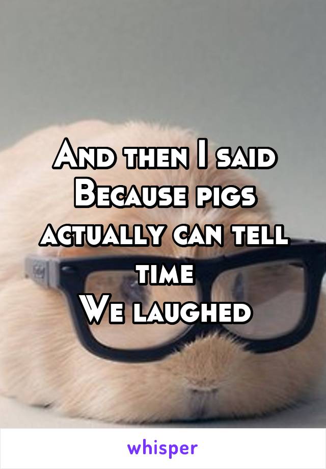 And then I said
Because pigs actually can tell time
We laughed