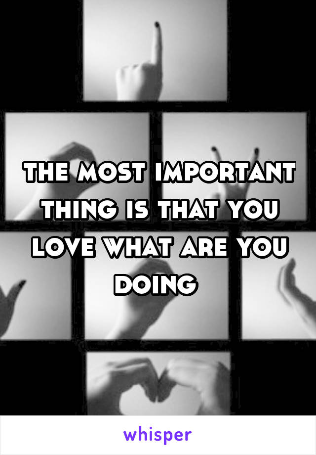 the most important thing is that you love what are you doing 