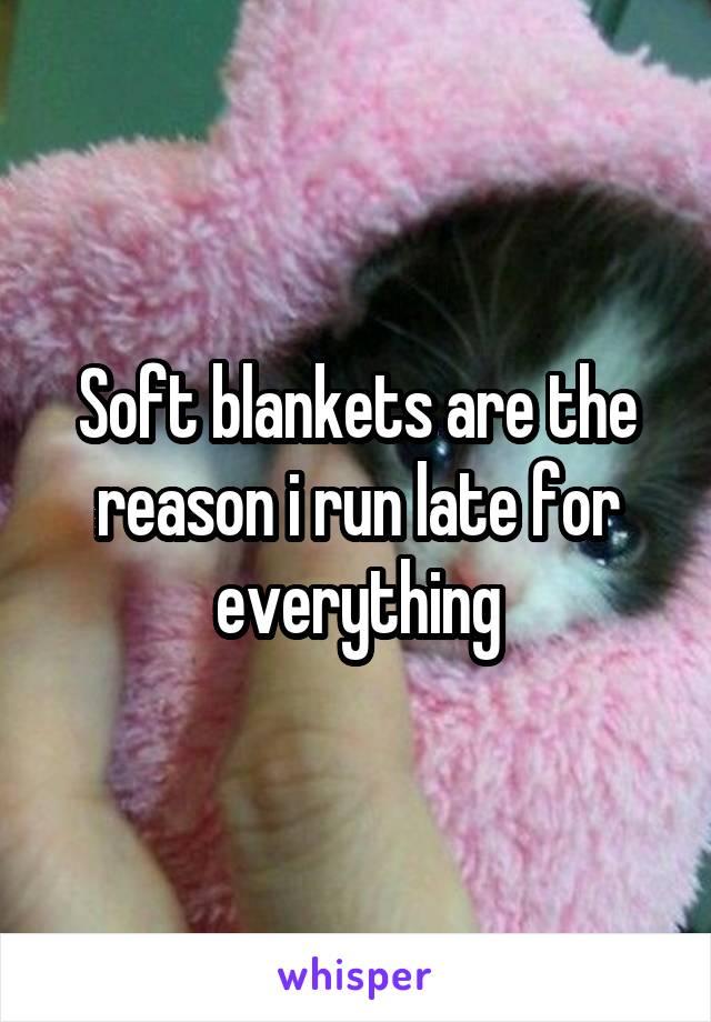 Soft blankets are the reason i run late for everything