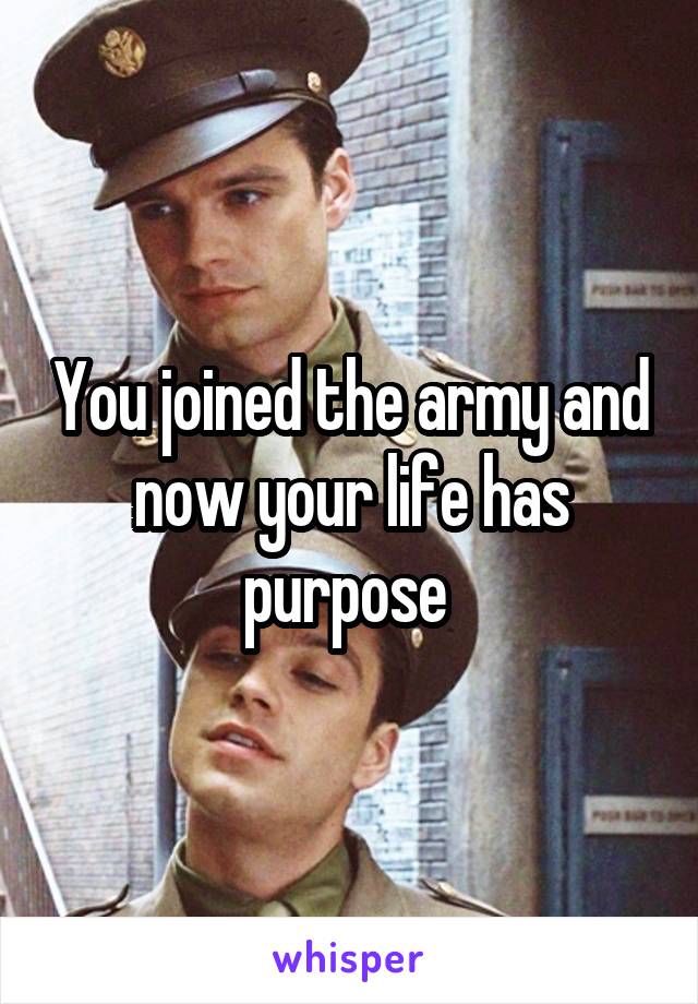 You joined the army and now your life has purpose 