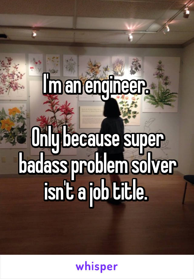 I'm an engineer. 

Only because super badass problem solver isn't a job title. 