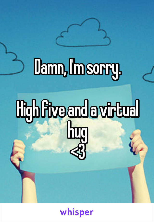 Damn, I'm sorry.

High five and a virtual hug
<3