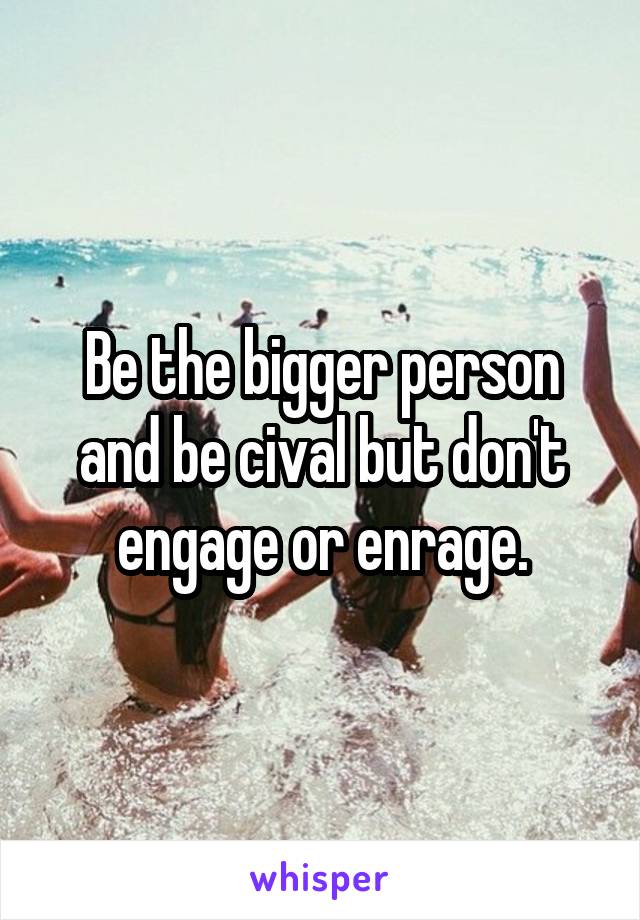 Be the bigger person and be cival but don't engage or enrage.