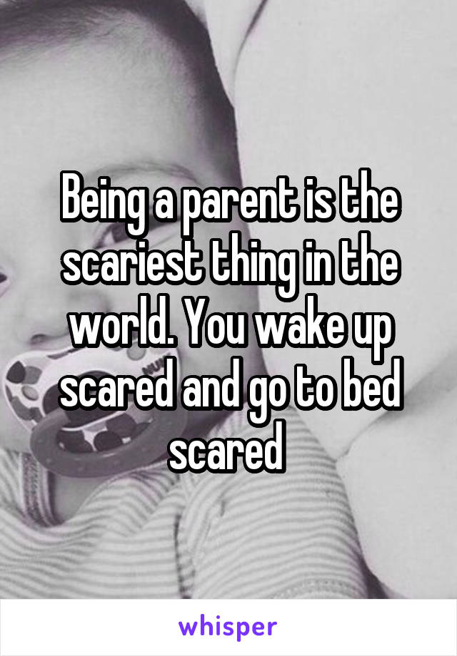 Being a parent is the scariest thing in the world. You wake up scared and go to bed scared 