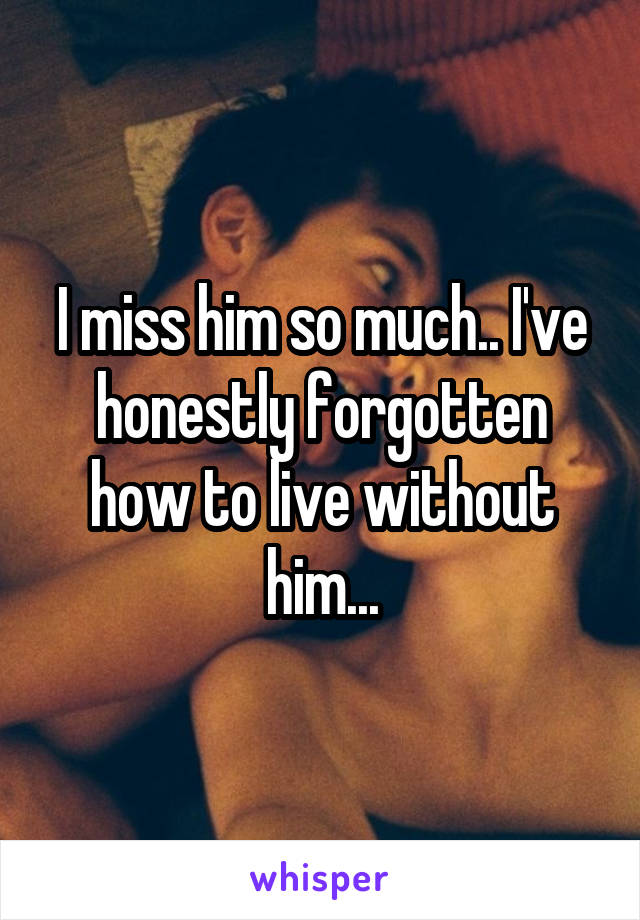 I miss him so much.. I've honestly forgotten how to live without him...