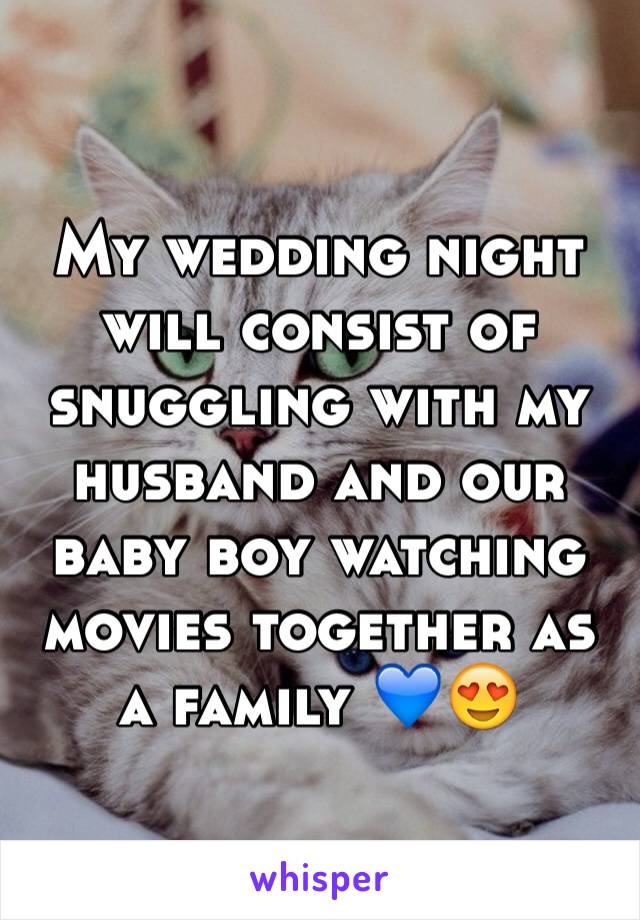 My wedding night will consist of snuggling with my husband and our baby boy watching movies together as a family 💙😍