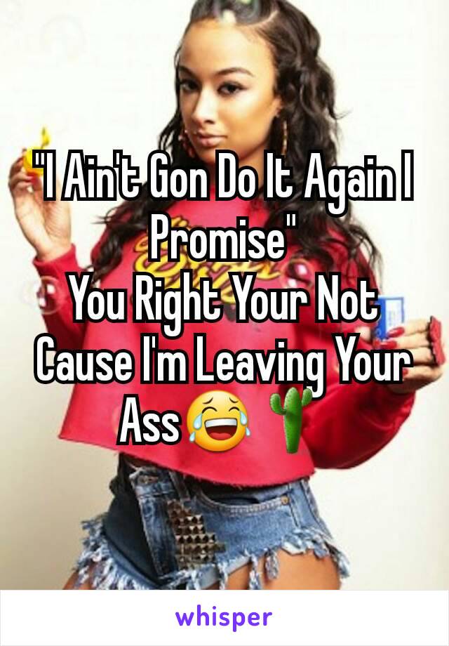"I Ain't Gon Do It Again I Promise"
You Right Your Not Cause I'm Leaving Your Ass😂🌵