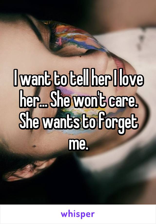 I want to tell her I love her... She won't care. She wants to forget me.