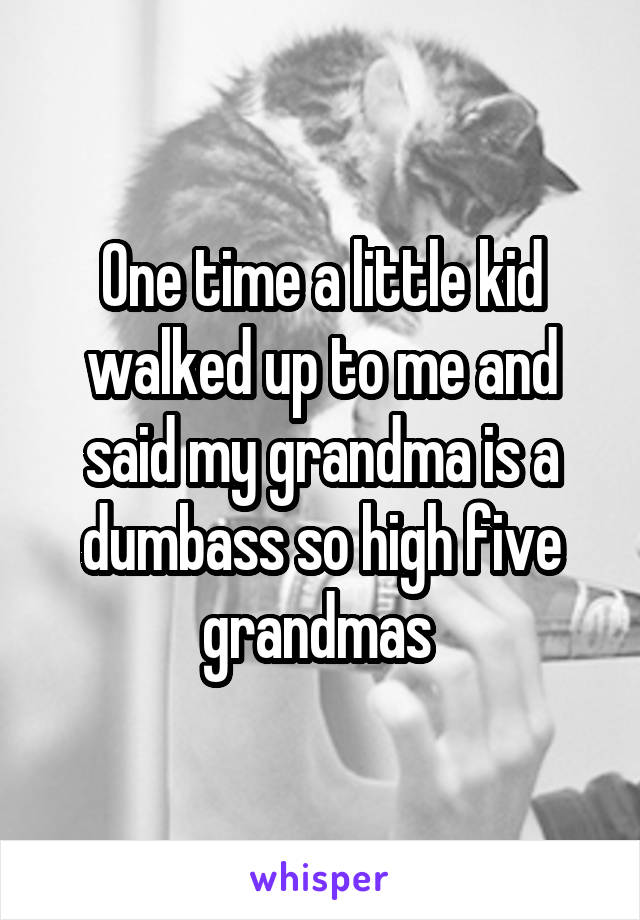 One time a little kid walked up to me and said my grandma is a dumbass so high five grandmas 