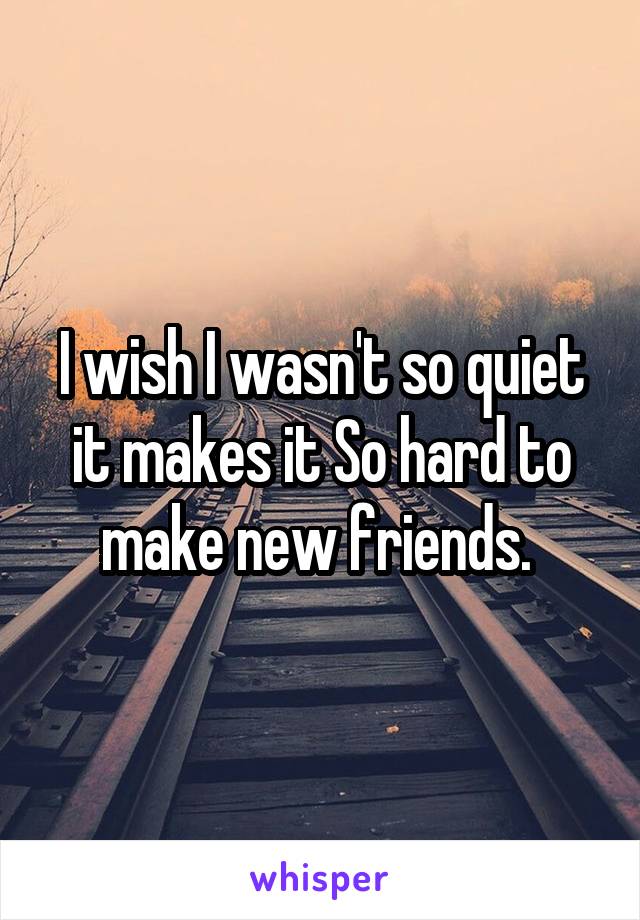 I wish I wasn't so quiet it makes it So hard to make new friends. 