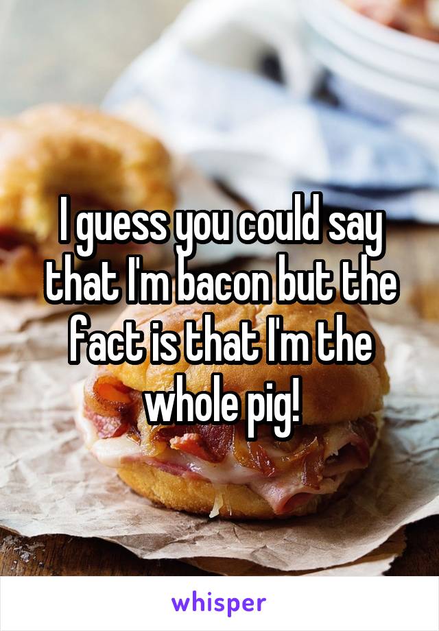 I guess you could say that I'm bacon but the fact is that I'm the whole pig!