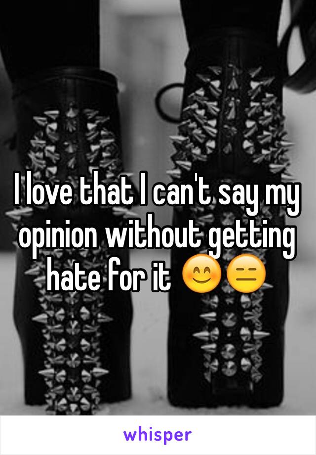 I love that I can't say my opinion without getting hate for it 😊😑