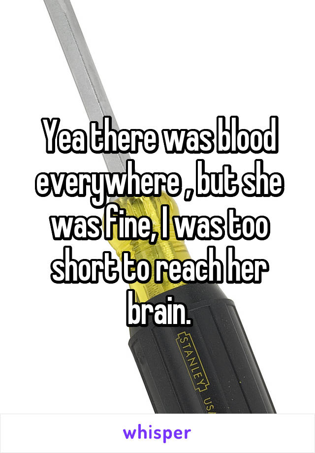 Yea there was blood everywhere , but she was fine, I was too short to reach her brain.
