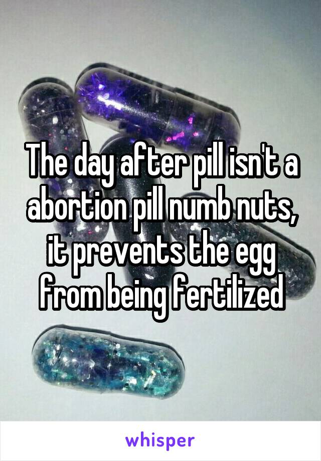 The day after pill isn't a abortion pill numb nuts, it prevents the egg from being fertilized