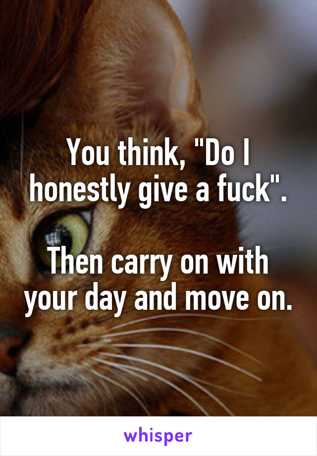 You think, "Do I honestly give a fuck".

Then carry on with your day and move on.