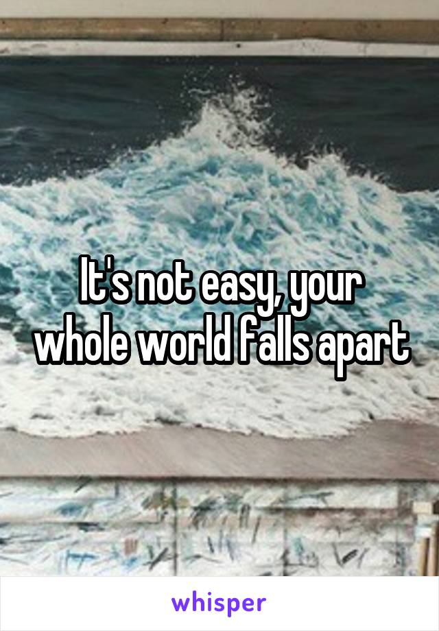 It's not easy, your whole world falls apart