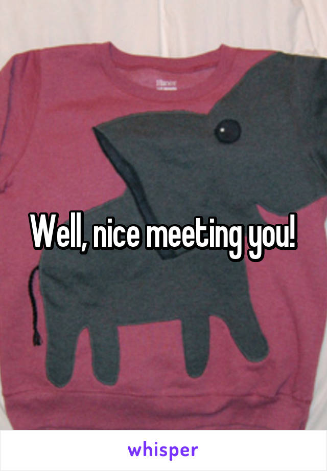 Well, nice meeting you! 