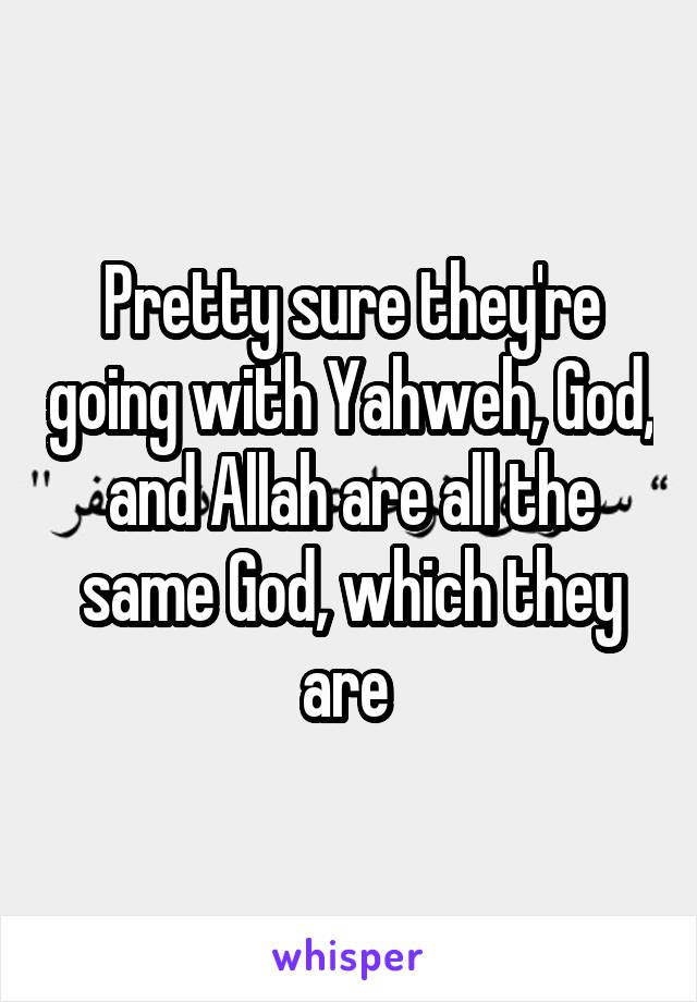 Pretty sure they're going with Yahweh, God, and Allah are all the same God, which they are 