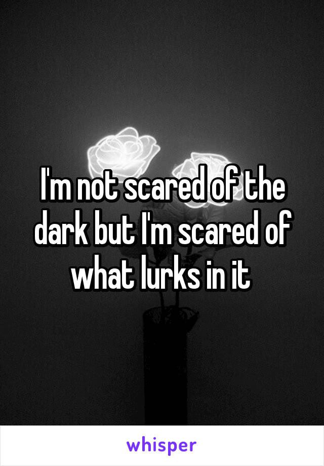 I'm not scared of the dark but I'm scared of what lurks in it 