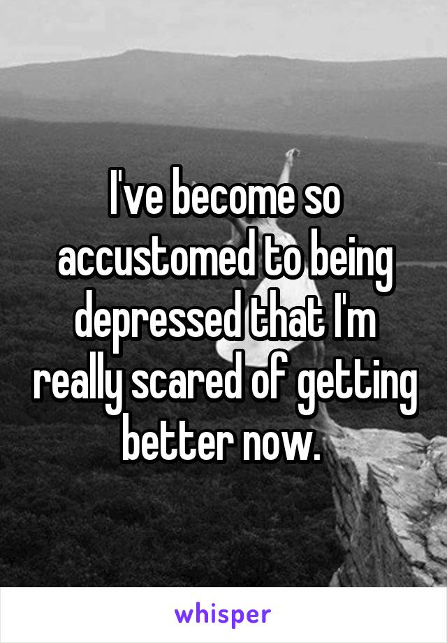 I've become so accustomed to being depressed that I'm really scared of getting better now. 